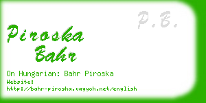 piroska bahr business card